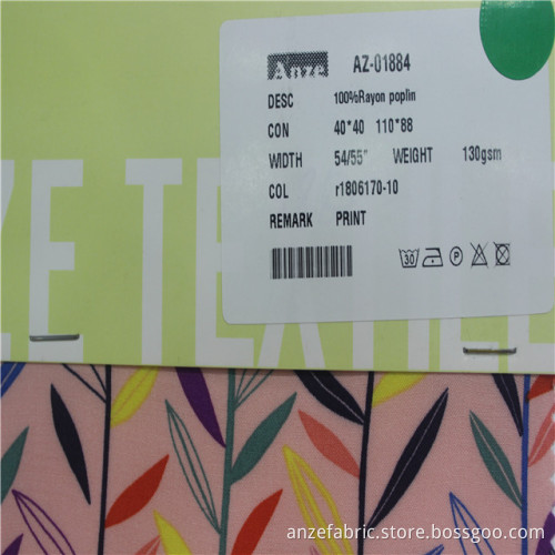 100%lenzing ecovero rayon printed poplin  fabric